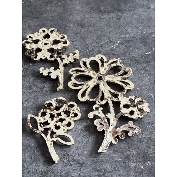 3 Homco Flower Wall Decor, Faux Wood/Wicker, 1978 Vtg Floral - Picture 5 of 9